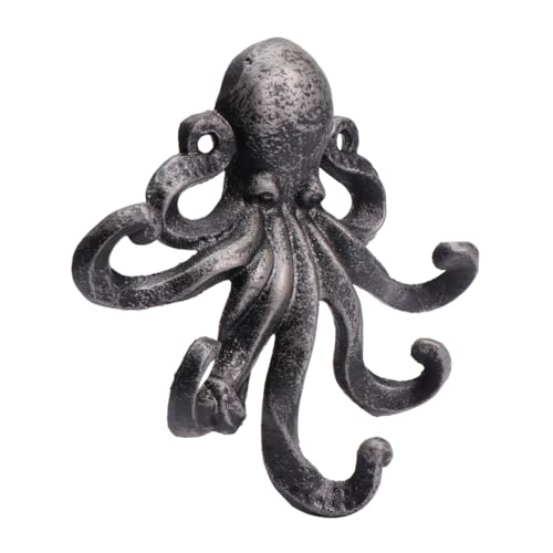 TOBBOMEY Gusseiserner Octopus Wandhaken Silber Retro Vintage Tierform Schlüsselhalter Robust für Wohnzimmer Bad Küche Mehrzweck Dekoration TOBBOMEY Gusseiserner Octopus Wandhaken Silber Retro Vintage Tierform Schlüsselhalter Robust für Wohnzimmer Bad Küche Mehrzweck Dekoration von TOBBOMEY