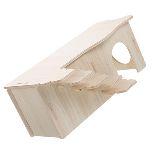 TOBBOMEY Hamster Holzhaus mit Leiter Mehrstöckiges Nagerversteck für Hamster Chinchilla und Meerschweinchen Robustes Holzspielhaus als Schlaf Spielnest für Käfigzubehör von TOBBOMEY