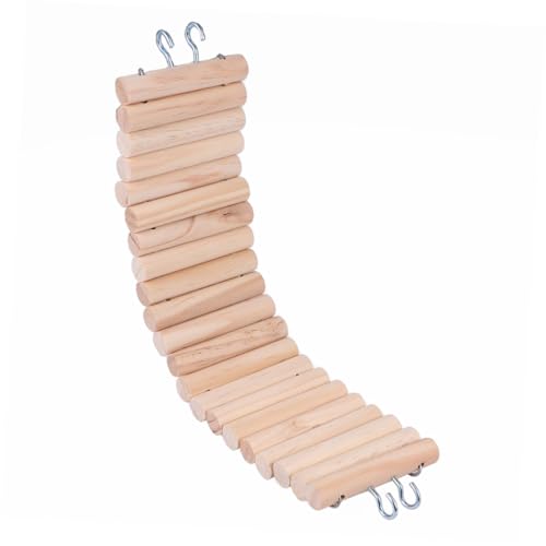 TOBBOMEY Hamster Kletterleiter Holzspielzeug Hängend für Mäuse und Kleintiere Klappbare Hängebrücke mit Haken Fördert Bewegung und Balance im Käfig Geeignet für Zwerghamster und Kleine von TOBBOMEY