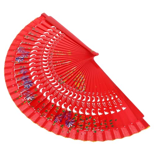 TOBBOMEY Handgefertigter Holz Fächer mit Beidseitigem Blumendesign Dekorativer Faltfächer für Damen Stilvolles Tanz Festival accessoire Klassische Handventilator für Hochzeit und Party von TOBBOMEY