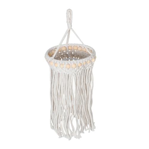 TOBBOMEY Handgefertigter Makramee Lampenschirm Boho Stil Fransen Dekor Hängelampe für Wohnzimmer Schlafzimmer Leichte Naturfarben Einfache Montage Vielseitige Pendelleuchte für Wohn und von TOBBOMEY