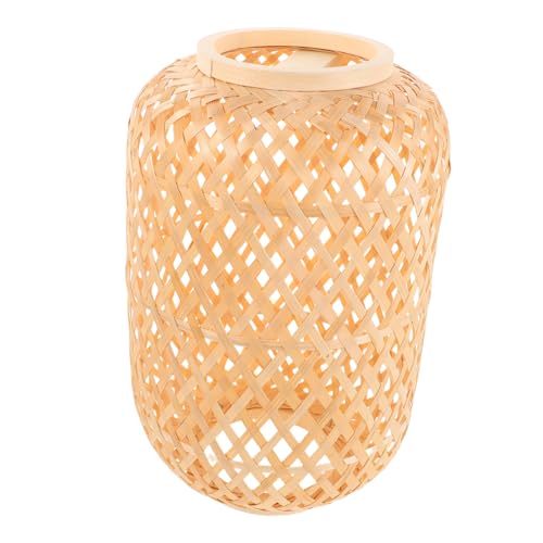 TOBBOMEY Handgewebter Lampenschirm aus Naturholz Retro Chinesischer Stil Vielseitig für Deckenleuchten Langlebig Leicht Handgefertigt für Wohnzimmer Schlafzimmer Restaurant und Außenbereich von TOBBOMEY