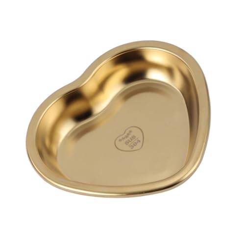 TOBBOMEY Herzförmige Kleine Snackschale aus Edelstahl Goldfarben Hitzebeständig Mikrowellengeeignet Vielseitiger Dessert Obstteller für Küche und Party Wiederverwendbar von TOBBOMEY