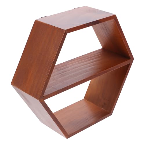 TOBBOMEY Hexagonales Wandregal aus Holz Kleines Dekoratives Aufbewahrungsrack Multifunktionaler Wandhalter für Schlafzimmer Wohnzimmer und Kinderzimmer Platzsparend und Stilvoll von TOBBOMEY