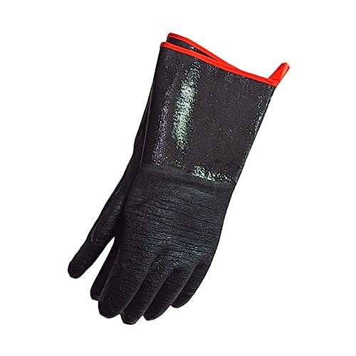 TOBBOMEY Hitzebeständige Grillhandschuhe aus Neopren Rutschfest und Hitzebeständig Passend für Küche Ofen Bbq Maschinenwaschbar Wiederverwendbar Schwarz von TOBBOMEY
