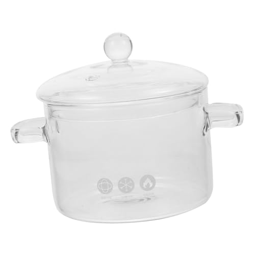 TOBBOMEY Hitzebeständiger Glastopf mit Doppelgriffen Transparenter Suppentopf für Langsames Schmoren Vielseitiger Haushalts Kochtopf für Nudeln Suppe Induktionsgeeignet von TOBBOMEY