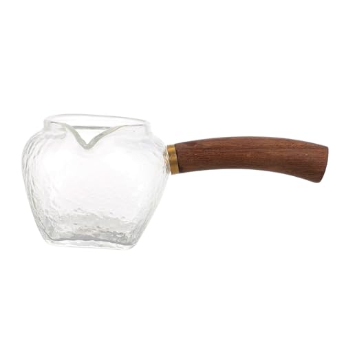 TOBBOMEY Hitzebeständiger Teeglas teeverteiler mit Holzgriff Handgefertigt Hitzebeständige Glas teekanne für Zuhause Leicht zu Reinigen und Komfortabel zu Halten von TOBBOMEY