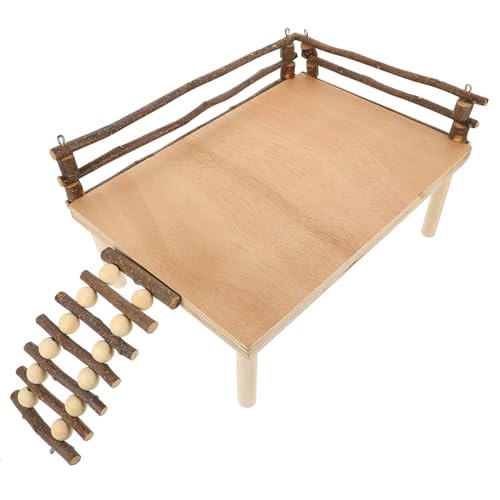 TOBBOMEY Holz Hamster Plattform mit Leiter Kletterspielzeug für Hamster und Kleintiere Langlebige Holzleiter für Käfig Fördert Bewegung und Mentale Gesundheit Multifunktionales von TOBBOMEY
