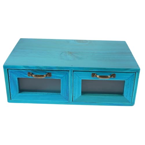 TOBBOMEY Holz Organizer Vintage Stil Desktop Makeup Aufbewahrung mit Stabiles Holzregal für Schmuck Lippenstifte Büro und Schlafzimmer Praktische Multifunktion von TOBBOMEY