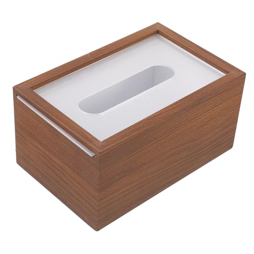 TOBBOMEY Holz Papierhandtuchbox mit Deckel Rechteckiger Taschentuchspender aus Walnuss Holz Geräumige Aufbewahrungsbox für Wohnzimmer Büro und Schlafzimmer Stilvolles Design Praktische von TOBBOMEY