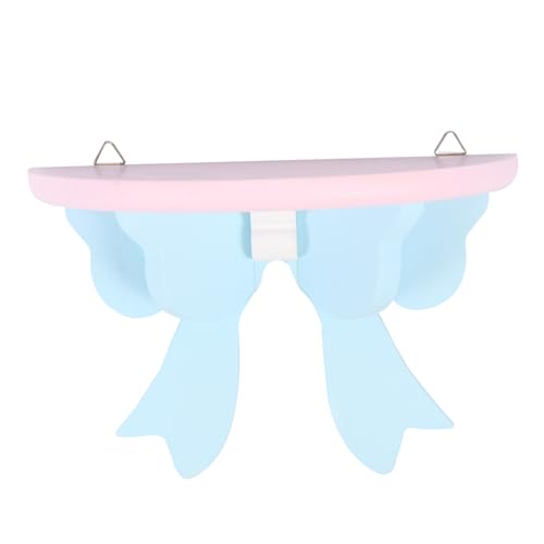 TOBBOMEY Holz Wandregal Schmetterlingsknoten Design Wandmontiertes Aufbewahrungsregal Kleines Home Storage Shelf Mädchenzimmer Deko in Rosa und Blau von TOBBOMEY