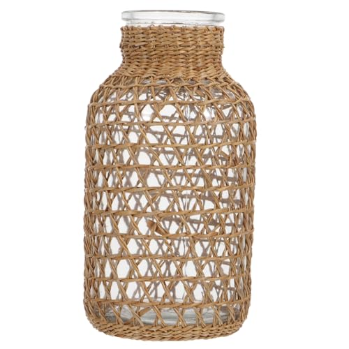 TOBBOMEY Japanische Glasvase mit Feinem Rattangeflecht Dekorative Blumenvase für Trockenblumen und Pflanzenarrangements Braune Tischdeko für Zuhause Langlebiger Blumenbehälter für TOBBOMEY Japanische Glasvase mit Feinem Rattangeflecht Dekorative Blumenvase für Trockenblumen und Pflanzenarrangements Braune Tischdeko für Zuhause Langlebiger Blumenbehälter für von TOBBOMEY