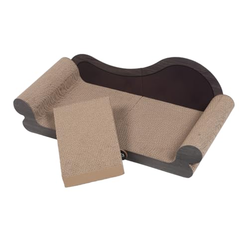 TOBBOMEY Katze Kratzbrett Sofa Form Kratzmatte aus Wellpappe Robust und Kratzfest Großzügige Liegefläche für Katzen und Kätzchen Pflege der Krallen Sauber und Installieren für Innenräume von TOBBOMEY