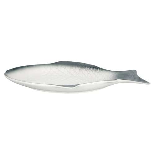 TOBBOMEY Keramik Fischteller Große Dekorative Servierplatte Lebensmittelecht Glasiert Langlebig Glatte Oberfläche für Fischgerichte und Festliche Tafeln von TOBBOMEY