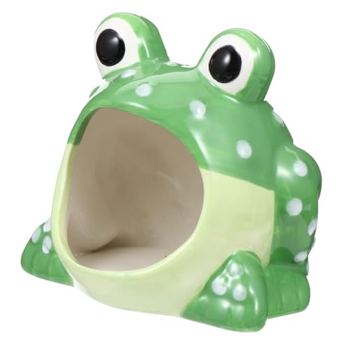 TOBBOMEY Keramik Hamster Versteck Hütte Kühlendes Haustierhaus Cartoon Design für Kleine Tiere Wie Meerschweinchen und Kaninchen Stressreduzierend Gemütliches Schlaf und Spielhaus von TOBBOMEY