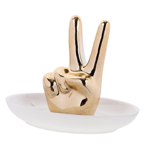 TOBBOMEY Keramik Schmuckhalter als Kreatives Ringdisplay und Schmuckständer Nordisches Design Glatte Oberfläche als Dekoratives Tablett und für Damen von TOBBOMEY
