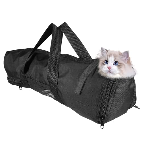 TOBBOMEY Kratzfeste Katzen Pflegetasche mit Reißverschluss aus Oxfordstoff Atmungsaktiv Vielseitig für Nagelpflege Tierarztbesuche und Reisen Sicherer Katzenhalter für Einfache Fell und von TOBBOMEY
