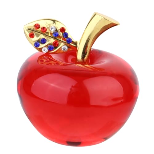 TOBBOMEY Kristall Apfel Dekoration Figurine aus Farbigem Kristallglas Skulptur Kunsthandwerk als Wohn Schreibtischdeko Multifunktional als Briefbeschwerer Geeignet für Zufällige Farbe von TOBBOMEY