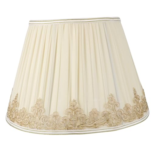 TOBBOMEY Lace Lampenschirm aus Stoff Beige Langlebige Tischlampen abdeckung Dekorative Lichtdiffusion Passend für Deckenlampen Stehlampen und Wandlampen Staubschützend Warmes Lichtgefühl von TOBBOMEY
