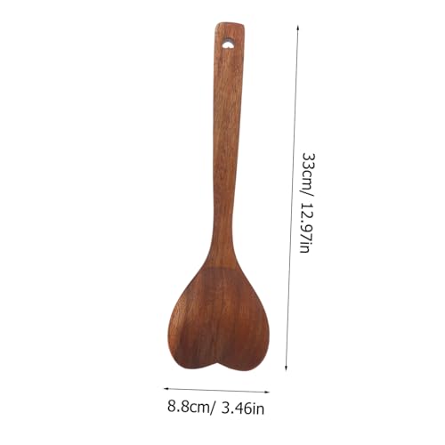 TOBBOMEY Langer Holzlöffel aus Robustem Akazienholz Herzförmiger Salat und Rührlöffel mit Langem Griff Vielseitiges Küchenutensil zum Sicheren Mischen und Servieren von Salaten von TOBBOMEY