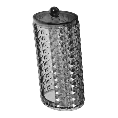 TOBBOMEY Makeup Pads Dispenser mit Staubschutzdeckel Transparenter Schwarzer Acrylbehälter mit Diamantmuster Kompakter Baumwollpad und Wattestäbchenhalter für Badezimmer und Vanity von TOBBOMEY