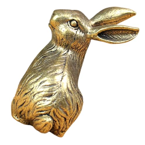TOBBOMEY Messing Hase Figur Vintage Dekofigur Kaninchen Skulptur Kreative Zodiak Tierstatue Für Büro Wohnzimmer Feng Shui Tischdekoration von TOBBOMEY