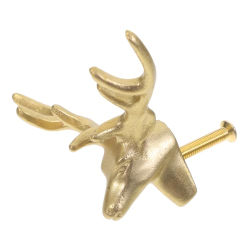 TOBBOMEY Messing Möbelgriff Einloch Schubladengriff Mit Tiermotiv Design Gebürstetes Gold Für Kleiderschrank Küchenschrank Robust Eleganter Griff Einfach Zu Montieren von TOBBOMEY