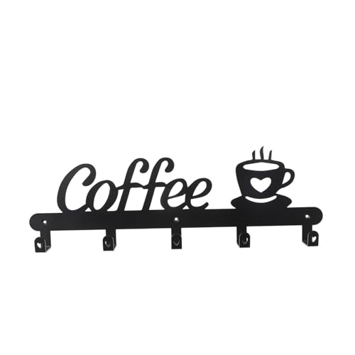 TOBBOMEY Metall Becherhaken Wandhalterung Kaffeetassen Organizer Hängend Tassenaufbewahrung Küchenregal Kaffee Becheraufhängung aus Eisen Kunst Schwarz von TOBBOMEY