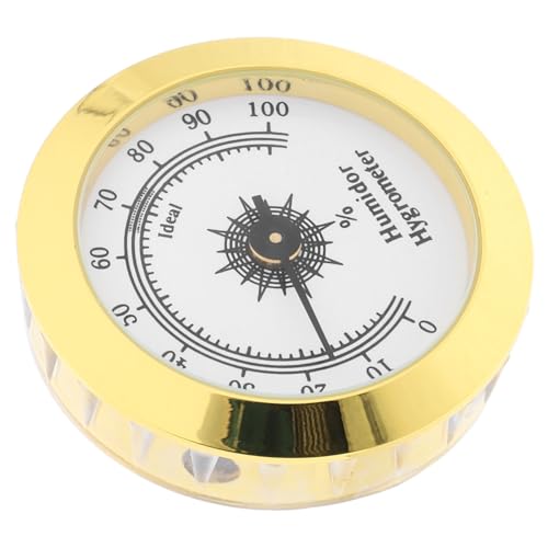 TOBBOMEY Metall Hygrometer Analog Feuchtigkeitsmesser für Teeboxen Zigarrenkisten Eingebettet Präzise Feuchtigkeitsanzeige Rund Geeignet für Innenräume und Gewächshäuser von TOBBOMEY