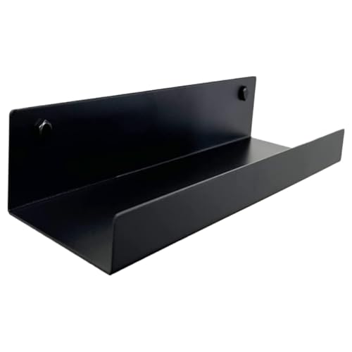 TOBBOMEY Metall Wandregal Schwarz Wandmontiertes Floating Shelf mit Lip Robust und Platzsparend Organizer für Badezimmer Wohnzimmer Schlafzimmer Geeignet als Speaker Rack und Display von TOBBOMEY