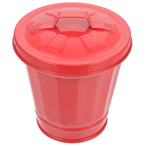TOBBOMEY Mini Müllbehälter aus Eisen mit Deckel Kompakter Desktop Abfalleimer Praktischer Kleiner Mülleimer für Wohnzimmer Schlafzimmer und Büro Geruchsdicht und Langlebig von TOBBOMEY