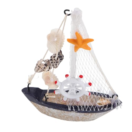 TOBBOMEY Mini Segelboot Modell Dekoration Mediterrane Tisch Deko Rustikales nautisches Ornament für Wohnzimmer Büro Schlafzimmer Entspannende Küsten Strand Atmosphäre von TOBBOMEY