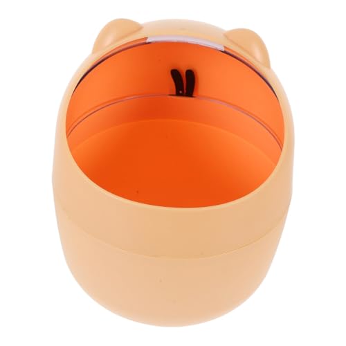 TOBBOMEY Mini Tischabfalleimer mit Schwingdeckel Niedlicher Gelber Desktop Papierkorb Platzsparender Multifunktionaler Mini mülleimer für Büro Badezimmer und Kinderzimmer Cartoonartiger von TOBBOMEY