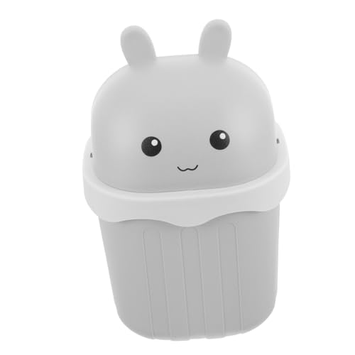 TOBBOMEY Mini Tischmülleimer mit Deckel Süßer Cartoon Hase Kompakt und Platzsparend Geeignet für Büro Schlafzimmer Küche und Schreibtisch Vielseitiger Desktop Abfallbehälter für Kleinteile von TOBBOMEY