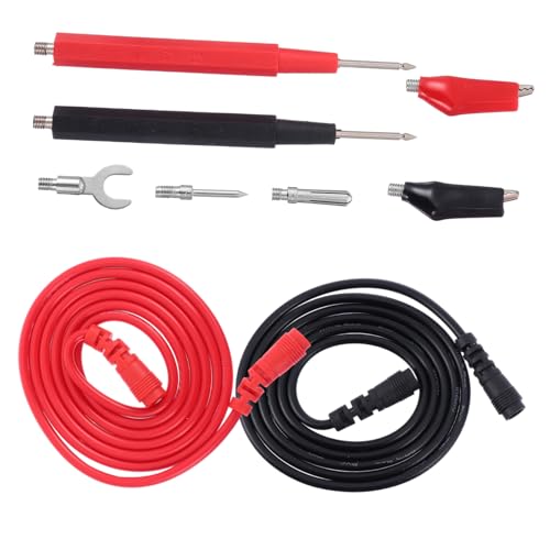 TOBBOMEY Multimeter Testkabel PVC Isolierte Prüfleitung mit Kupfer Bananenstecker Austauschbare Messsonden Krokodilklemmen und Haken für Industrie Elektronik Auto und Heimgebrauch von TOBBOMEY