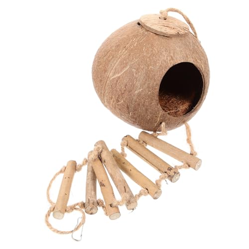 TOBBOMEY Natürliches Kokosnussschalen Vogelnest mit Leiter Hängendes Haustier Nest für Papageien Wellensittiche Hamster und Eichhörnchen Gemütlicher Schlafplatz Teiliges TOBBOMEY Natürliches Kokosnussschalen Vogelnest mit Leiter Hängendes Haustier Nest für Papageien Wellensittiche Hamster und Eichhörnchen Gemütlicher Schlafplatz Teiliges von TOBBOMEY