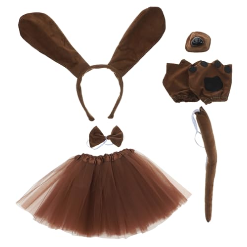 TOBBOMEY Niedliches Hundekostüm mit Ohr haarreif Schleife Fake Nase Handschuhen und Tüllrock Leichtes Komfortables Welpen Accessoire für Karneval Tierpartys und Fotoshootings TOBBOMEY Niedliches Hundekostüm mit Ohr haarreif Schleife Fake Nase Handschuhen und Tüllrock Leichtes Komfortables Welpen Accessoire für Karneval Tierpartys und Fotoshootings von TOBBOMEY