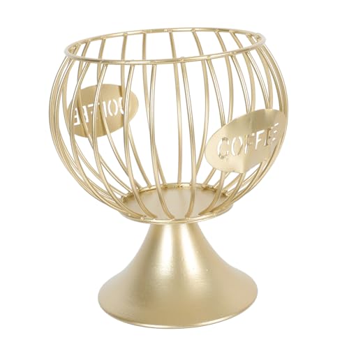 TOBBOMEY Obstkorb Aufbewahrungskorb für Kaffeekapseln Goldfarbiges Küchenregal Multifunktionaler Organizer für Zuhause Büro und Snacks mit Großem Fassungsvermögen und Dekorativem Design von TOBBOMEY