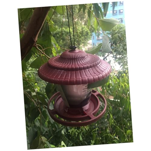 TOBBOMEY Outdoor Wild Bird Feeder mit Wetterfestem Dach und Aufhänger Langlebiger Kunststoff Hängend für Garten und Hofdekoration Rotes Vogelhaus Schützt Vögel bei Jedem von TOBBOMEY