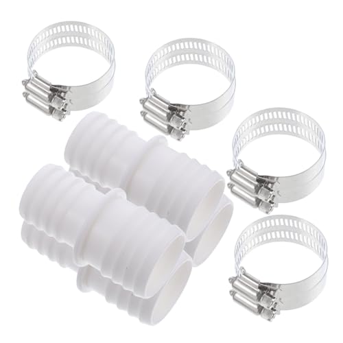 TOBBOMEY Poolschlauch Adapter mit Edelstahl Schlauchklemmen Langlebiger Abs Verbinder für Poolschläuche Einfache Montage Praktisches Zubehör für Poolwartung von TOBBOMEY