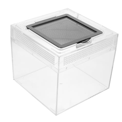 TOBBOMEY Praktische Kleine Reptilienbox mit Transparentem Gehäuse Robustem Futterbehälter und Schiebbarer Magnetdichtung als Inkubator für Eidechsen Taranteln Schildkröten und von TOBBOMEY