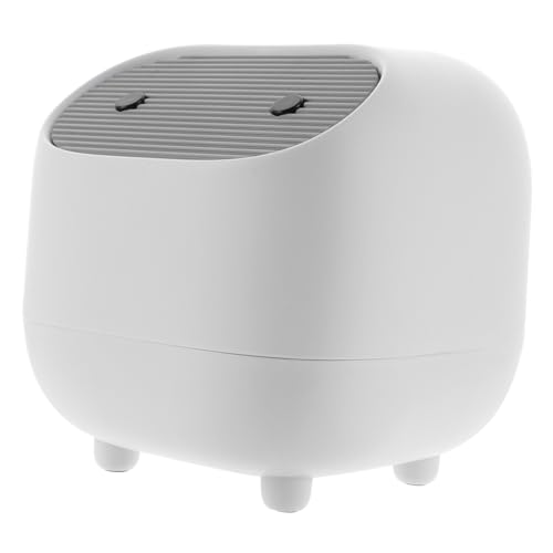 TOBBOMEY Praktischer Press mülleimer Weiß mit Deckel Kleiner Dekorativer Tisch abfallkorb für Büro und Schlafzimmer Kompakt Geruchsneutral Langlebig und Formstabil für Schreibtisch und von TOBBOMEY