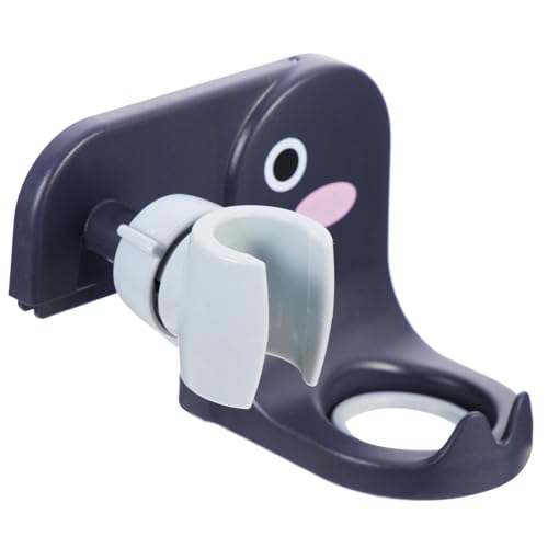TOBBOMEY Punch Duschkopfhalterung mit Starkem Klebstoff Verstellbarer Handbrausehalter für Glatte Wände Badezimmer Duschregal mit Flaschenhalter Einfache Montage Blauer Badezimmer Halter von TOBBOMEY