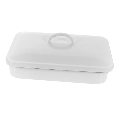 TOBBOMEY Rechteckige Emaille Backform mit Deckel Vielseitige Auflaufform für Küche Hitzebeständig und Leicht zu Reinigen für Grillen und Backen von TOBBOMEY