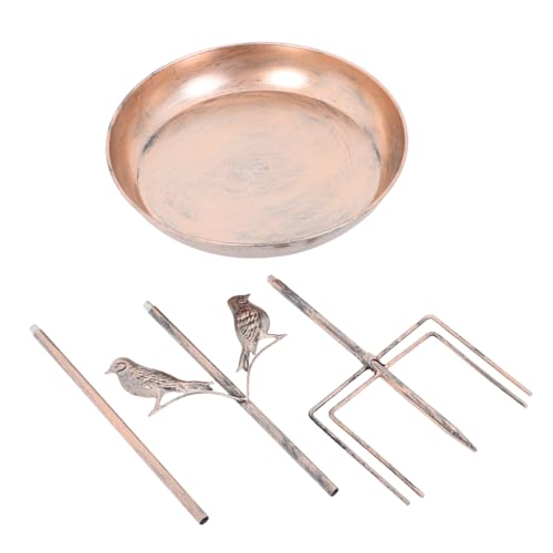 TOBBOMEY Robuste Vogeltränke und Futterstation aus Metall mit Erdspieß Wetterfeste Gartendekoration für Wildvögel Multifunktionale Vogelbad Schale Installieren Vintage Design für Garten von TOBBOMEY