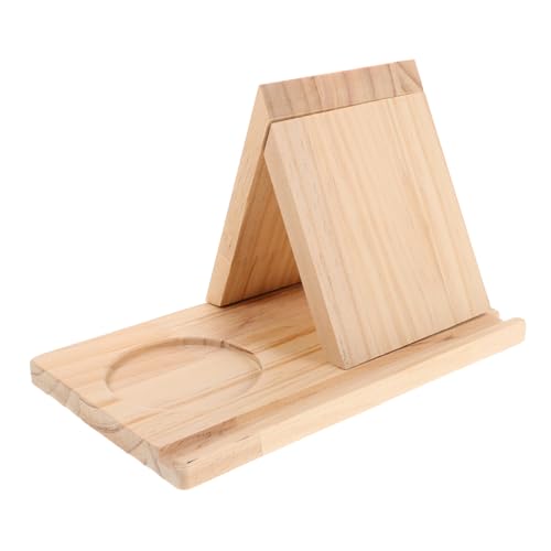 TOBBOMEY Robuster Holz Buchständer Dreieckiger Leseständer mit Kaffeetassenhalter Kompakter Leichter Buchhalter für Nachttisch Schreibtisch und Bettseite Platzsparend und Tragbar für von TOBBOMEY