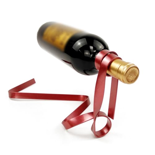 TOBBOMEY Rotes Kreatives Weinregal aus Flachem Metall Schwebendes Design Dekoratives Tisch Accessoire Lackiert und Pulverbeschichtet Modernes Wohnzimmer und Restaurant Dekor Praktisch und von TOBBOMEY
