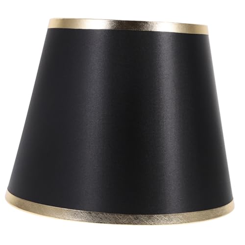TOBBOMEY Runder Lampenschirm Schwarz Gold Stoff Lampenschirm Ersatz für Tischlampen Modernes Design Leicht zu Installieren für Wohnzimmer Schlafzimmer Hotel von TOBBOMEY