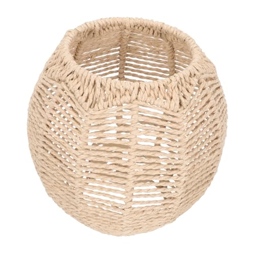 TOBBOMEY Runder Papierlampenschirm Imitation Rattan Handgewebt Lampenabdeckung für Deckenleuchte Stehlampe Wohnzimmer Schlafzimmer Esszimmer Dekor von TOBBOMEY