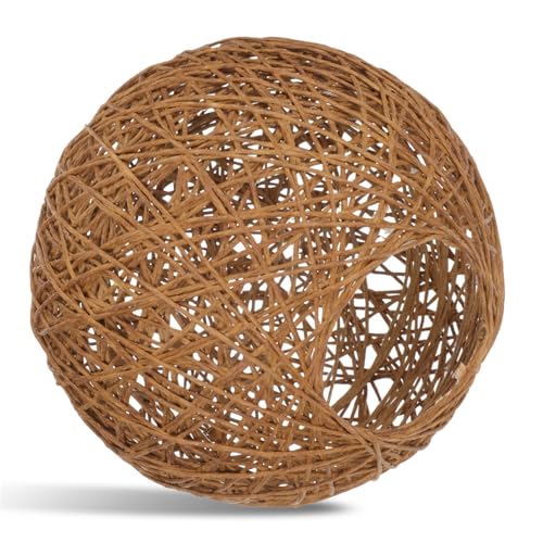 TOBBOMEY Runder Rattan Lampenschirm Handgewebte Boho Leuchtenschirm Langlebiger Ersatz Lampenschirm für Decken Tischlampen Robustes Naturmaterial Dekorative Leuchtenabdeckung von TOBBOMEY